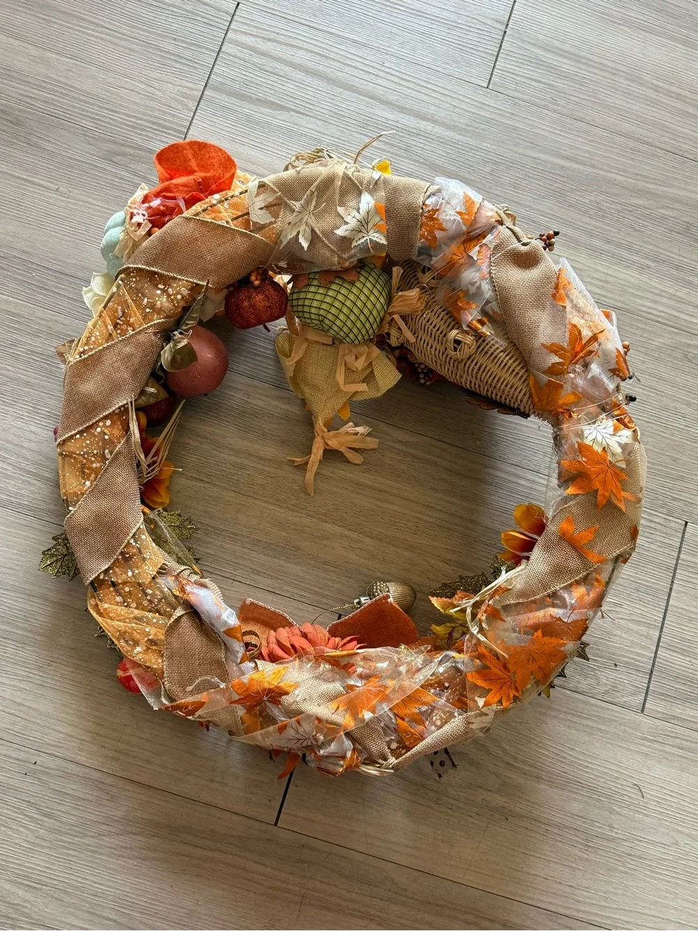 Cute Fall Thanksgiving Wreath 22” + Two Wreath Storage Bags